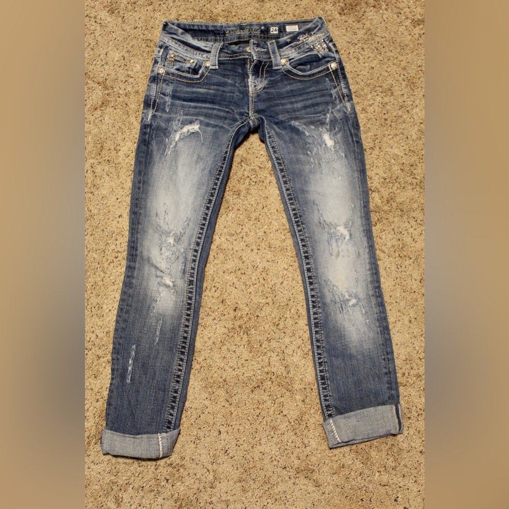 Women's Distressed Blue Jeans